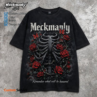 Camiseta Gótica para Hombre Meckmanly, Manga Corta, Cuello Redondo, Estampado Digital, 100% Algodón, Corte Holgado, Largo Regular