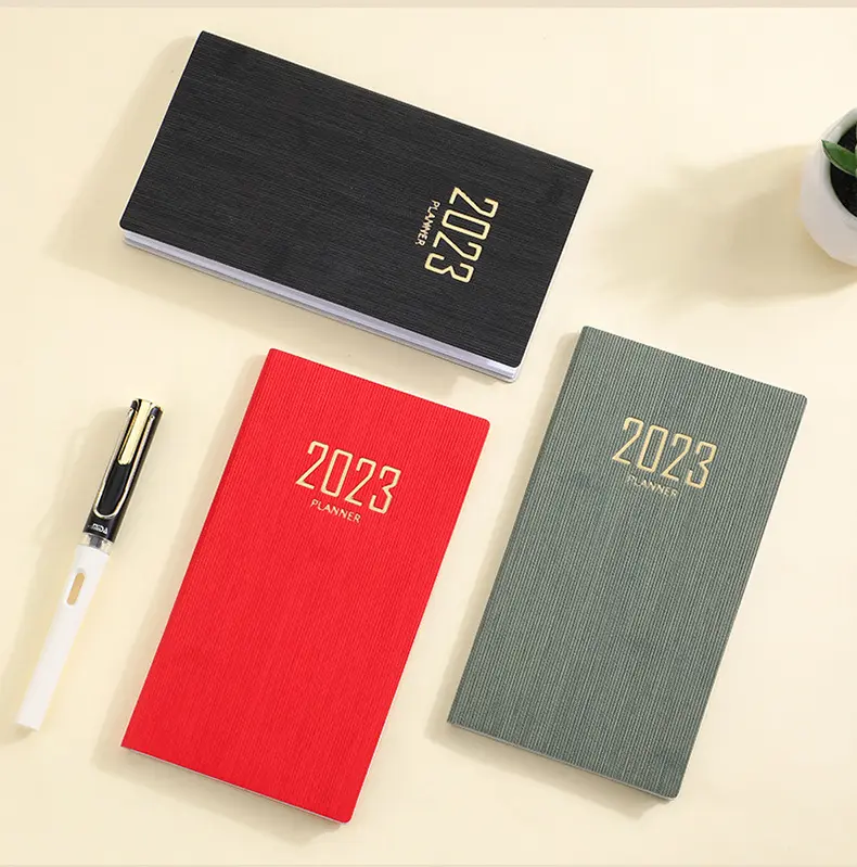 2023 Latest Hardcover A6 Pocket Leather Calendar 365 days plan diary Notepad wed planner