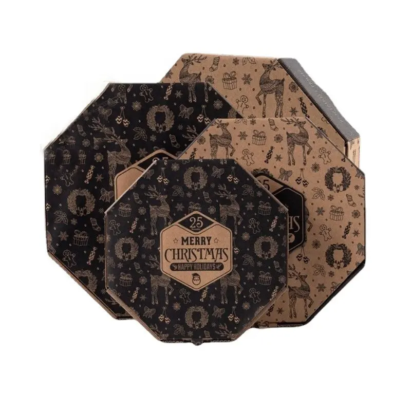 Giá rẻ tái chế biểu tượng tùy chỉnh in Brown Hexagon hộp bánh pizza