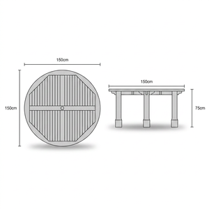 BIG <b>Round</b> Solid Wood Dining <b>Table</b> for Garden Outdoor Use GT006 - Product Image 2