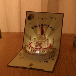 Tarjetas musicales de cumpleaños con luz y música Blowable 3D Birthday Popup Cards para hombres o mujeres Play Hit Song HAPPY Birthday - Product Image 2