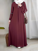 Robe élégante moderne personnalisée pour femmes, robe musulmane à col rond, robe décontractée unie, vêtements islamiques pour femmes, abaya musulmane