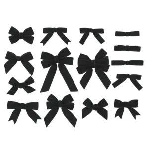 Midi Factory direct supply customize polyester black velvet pre-tie bow garment decorative pre made ribbon bow