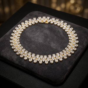 Collar de tenis llamativo con diamantes de corte pera en racimo de varias filas - Product Image 5