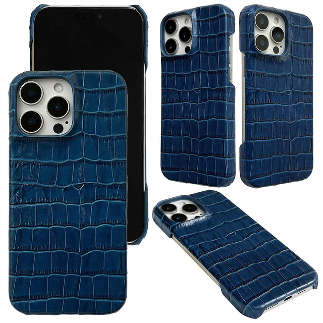 Crocodile Pattern Genuine Leather Mobile Phone Case for Iphone 16 Pro Protect Back Cover