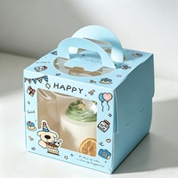 Boîte à pâtisserie personnalisée avec logo imprimé, emballage cadeau pour les fêtes, emballage pour desserts, boîte à gâteau d'anniversaire, fenêtre transparente en PET, poignée portable
