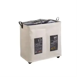 Foldable Dirty Clothes Storage Boxes Pu Handle Pvc Pocket Laundry Hamper Durable Basket With Replaceable Card
