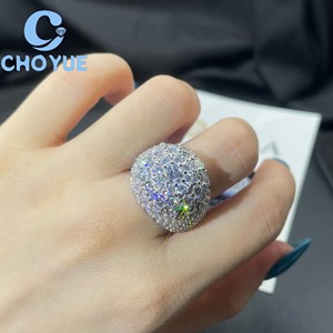 Factory 925 Sterling <b>Silver</b> Custom Ball Shape VVS Moissanite <b>Ring</b> Ice Out Eternity Band Hip Hop <b>for</b> <b>Men</b> Pass Diamond Tester GRA - Product Image 3