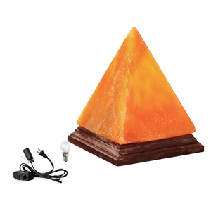 Lampe en sel de l'Himalaya de qualité supérieure, forme pyramidale, sel de roche naturel poli, base en bois, éclairage décoratif d'ambiance pour la maison - Product Image 1