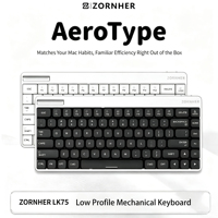 Teclado ZORNHER LK75 Ultimate Negro de Perfil Bajo, Tri-Modo, Carcasa de Aluminio, Estructura de Junta, Compatible con Computadoras Portátiles Mac Apple