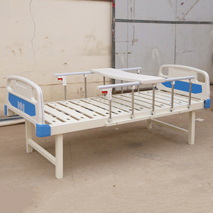Lit médicalisé plat simple ou double à manivelle en acier inoxydable pour hôpital et usage domestique - Product Image 1