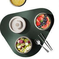 Boîte à lunch moderne en acier inoxydable 304, isolée, compatible micro-ondes, double couche, avec couvercle, capacité 500 ml, pour étudiants