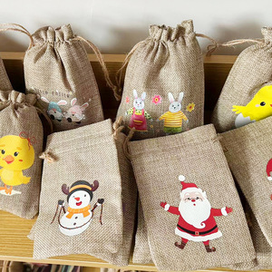 Cross-Border Special <b>Halloween</b> and Christmas Linen Drawstring Gift <b>Bags</b> for Valentine's Day <b>Party</b> Favors - Product Image 2