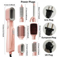 Juego de cepillos de aire caliente 6 en 1, cepillo secador de pelo profesional de 1200 W, rizador de cerámica intercambiable, alisador de pelo