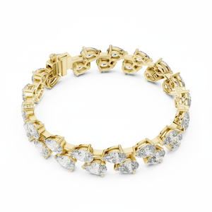 สร้อยข้อมือเพชรทรงลูกแพร์สำหรับงานแต่งงานของผู้หญิง เพชรเพาะเลี้ยงในห้องปฏิบัติการ ทองคำ 14K สีเหลือง 26.52 กะรัต รับรองโดย IGI หรูหราสำหรับเจ้าสาว ฉลองครบรอบแต่งงาน - Product Image 1