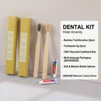 Kit d'articles de toilette écologiques pour hôtel : Trousse de rasage jetable, kit dentaire, peigne, bonnet de douche, kit de manucure, emballage recyclé avec logo personnalisé