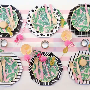 Juego de Vajilla Personalizado DAMAI Palm Beach, Decoraciones para Fiestas, Platos Desechables con Temática de Playa para Cumpleaños - Product Image 1