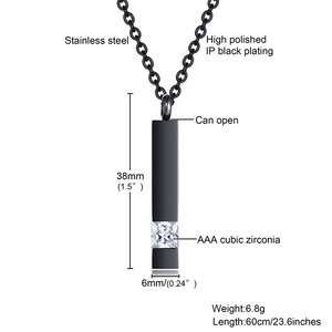 Kişiye Özel Anıt Bar Şeklinde Urn Kolye, Özelleştirilmiş Paslanmaz Çelik Doğum Taşı Kübik Zirkon Çubuk Kolye Urn Kolyeleri Külleri İçin - Product Image 2