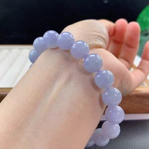 Bracelet pour <span class=keywords><strong>femme</strong></span> en perles de verre soufflé de 10 mm, émail violet cendré et bleu ciel, avec pendentif cercle unique, bijoux pour la fête des Mères - Product Image 5