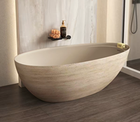 Baignoire autoportante moderne en acrylique écologique à parois cannelées, prête à l'emploi, pour usage intérieur, hôtels, villas et projets.