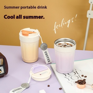 Borge biểu tượng tùy chỉnh màu gradient 380ml đôi tường nước bằng thép không gỉ chai Nhiệt Cốc Cà Phê Cốc Cốc có nắp đậy - Product Image 3