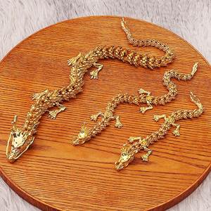 Figurine de dragon articulée en laiton 3D traditionnelle, imprimée UV, moulée, mobile, pour décoration de bureau chinoise et jouet portable – Vente en gros - Product Image 1