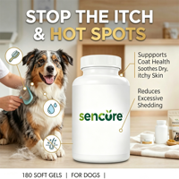 Complément alimentaire éco-responsable sans céréales pour la santé canine : soutien urinaire, probiotiques, antioxydants, huile de poisson oméga 3 en gélules pour le soin des animaux de compagnie