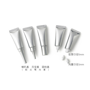 Empty Eye Cream Tube with Applicator Custom Logo 10g/10ml Silver <b>Squeeze</b> Cream Gel Cosmetic Packaging Soft Aluminum Tube - Product Image 4