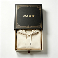 Boîte à vêtements personnalisable de luxe rétro noire rigide avec tiroir coulissant pour sweats à capuche de marque de créateur, emballage de vente au détail haut de gamme pour un déballage premium