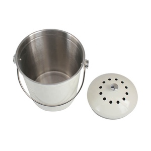 No welding bottom 1.3 Gallon Recycling Pail Bucket white color <b>Compost</b> <b>Bin</b> - Product Image 3