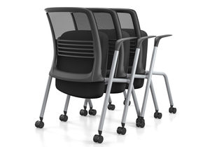 Chaise de formation Borito HY-852, design moderne et léger, dossier en maille respirante, accoudoirs fixes, pliable et empilable, pour bureau - Product Image 4