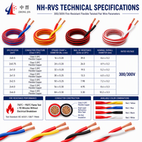 Câble d'alarme incendie flexible à paire torsadée résistant au feu NH-RVS 300/300V, cuivre, isolation PVC