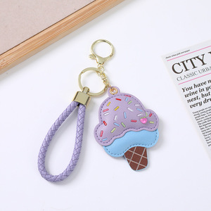 Nuevo Llavero de Cuero PU con Forma de Cono de Helado, Colgante Bonito para Bolsos, Llaves de Coche, Adorno Decorativo, Accesorios Elegantes para Mujer - Product Image 6