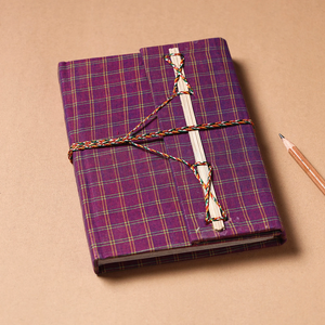 Purple Handmade Paper Notebook with Fabric Cover and Thread Lock Handcrafted <b>Writing</b> <b>Journal</b> - Product Image 1