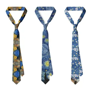 3D打印油画男士提花领带8厘米时尚修身商务领带原宿休闲约会节日派对配件领带