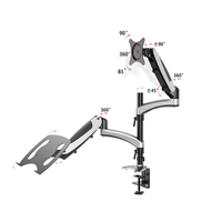 Support de moniteur LCD en alliage d'aluminium avec support de montage double moniteur réglable en hauteur pour ordinateur portable, pour écrans de 15 à 32 pouces