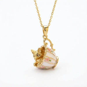 Collar con Colgante de Animal en Latón Chapado en Oro de 18K, Diseño de Conejo/Gato/Perro con Perla de Imitación, para <span class=keywords><strong>Mujer</strong></span>, Unisex, Boda/Compromiso - Product Image 6
