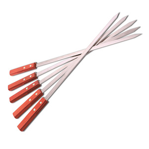 Spiedini Larghi per Barbecue in <span class=keywords><strong>Acciaio</strong></span> Inox con Manico in Legno di Sequoia, Spessi e Lunghi per Kebab - Product Image 2