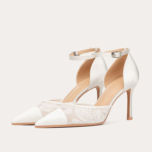 Tacchi alti con cinturino alla caviglia in seta bianca <span class=keywords><strong>e</strong></span> raso scarpe da <span class=keywords><strong>donna</strong></span> con tacco <span class=keywords><strong>e</strong></span> scarpe da sposa per <span class=keywords><strong>spillo</strong></span> da sposa - Product Image 3