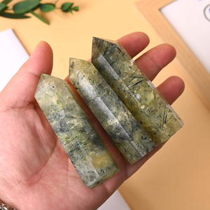 หินธรรมชาติขัดเงาแบบขายส่ง คริสตัลเพรไนต์ดรูซี่ทรงหอกสำหรับตกแต่ง - Product Image 4