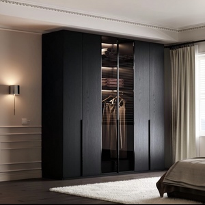 Elegante Armario de Alta Gama para Ropa, Armario de Madera para Dormitorio, Mueble Modular Gris Oscuro con Puertas de Vidrio y Área de Vanidad - Product Image 6