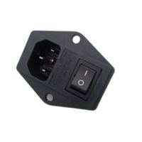 Prise de courant CA IEC 60320 C14 15A 250V, module d'entrée 3-en-1 avec porte-fusible simple et interrupteur à bascule, bornes à vis
