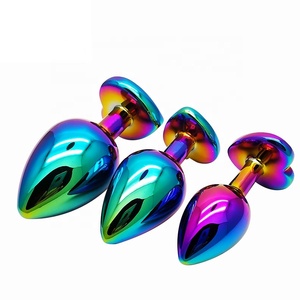 Prise anale colorée en métal <span class=keywords><strong>cristal</strong></span> arc-en-ciel, jouet <span class=keywords><strong>Anal</strong></span> Sexy, pour femmes, 4 pièces - Product Image 2
