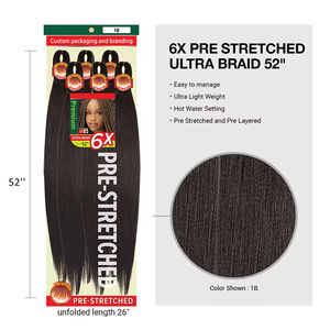 6X Cheveux à Tresser Synthétiques Yaki Ombré Pré-Étirés, Trame Simple, pour la Vente en Gros, 52 Pouces, Cheveux EZ Pré-Étirés - Product Image 2