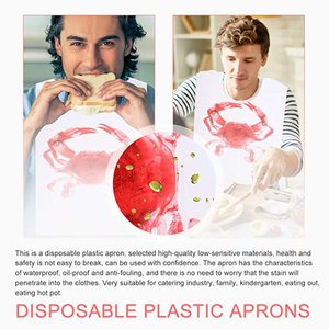 Bavoirs jetables en plastique imperméables avec logo personnalisé, à nouer, <span class=keywords><strong>pour</strong></span> adultes et enfants, parfaits <span class=keywords><strong>pour</strong></span> <span class=keywords><strong>manger</strong></span> des fruits de mer - Vente en gros - Product Image 2