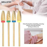 Kit de polissage et de ponçage pour pédicure luxueux WELLSTRY, tête conique en carbure de tungstène, embout de perceuse à ongles 3/32'', boîte