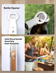 Offre Spéciale – Pinces de Barbecue 14 Pouces en Acier Inoxydable avec Manche en Bois pour Accessoires de Cuisine - Product Image 2