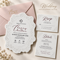Suite d'invitations de mariage personnalisées en relief 3D à motifs floraux, avec carte RSVP dorée et enveloppe – Fabricant en gros, faible MOQ