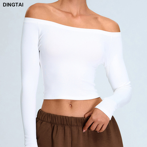 GuangZhou DingTai all'ingrosso <span class=keywords><strong>manica</strong></span> <span class=keywords><strong>lunga</strong></span> <span class=keywords><strong>donna</strong></span> manicotto equestre Top traspirante strato Base per sport Yoga abbigliamento all'ingrosso - Product Image 1