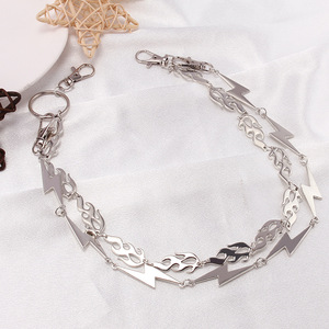 Waist <b>Chain</b> With Lightning And Flame Charms Double Layered Zinc Alloy Unisex Casual Punk Jeans Accessory - Product Image 4